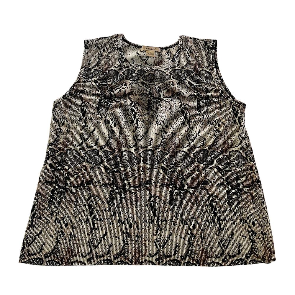 Plisse Y2K 2000s Snakeskin Animal Print Tank Top Sz L Textured Ribbed